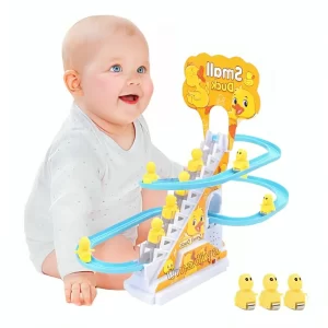 Umadiya® Duck Climbing Stairs Toy with Lights & Music | Interactive Duck Race Track Game for Toddlers | Escalator Slide Toy with 3 Cute Ducks | Educational Sensory Toy Gift for Kids Boys & Girls Ages 1-5