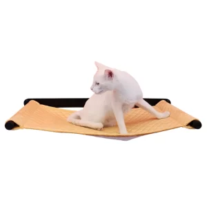 Wall-Mounted Yellow Cat Perch – Space-Saving Metal Frame Hammock with Soft Fabric for Cats & Kittens, Durable Indoor Cat Furniture for Apartments and Homes