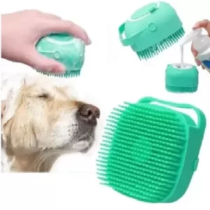 “EPISKEY® Pet Bath Brush – Soft Silicone Body Scrubber with Shampoo Dispenser and Tick Remover for Dogs, Cats, Puppies, Rabbits & Horses – Grooming & Shedding Brush (Multicolor, 1 Pc)”