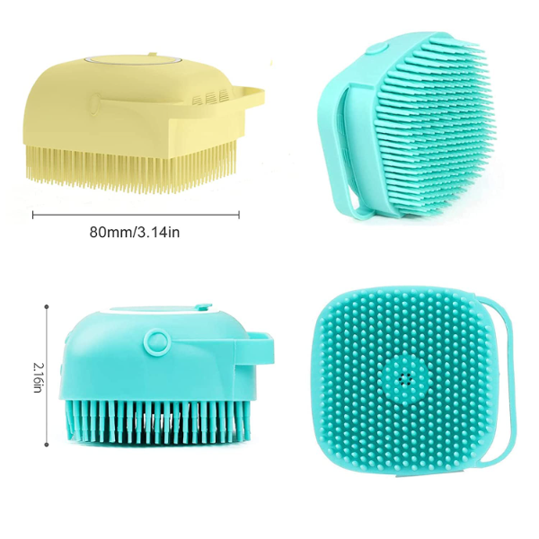 “EPISKEY® Pet Bath Brush – Soft Silicone Body Scrubber with Shampoo Dispenser and Tick Remover for Dogs, Cats, Puppies, Rabbits & Horses – Grooming & Shedding Brush (Multicolor, 1 Pc)” - Image 2