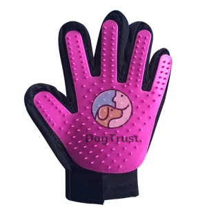 Pet Grooming Glove for Dogs & Cats – Gentle Deshedding Hair Remover Mitt with Five Finger Massage Design for Long & Short Fur Pets (Pink)
