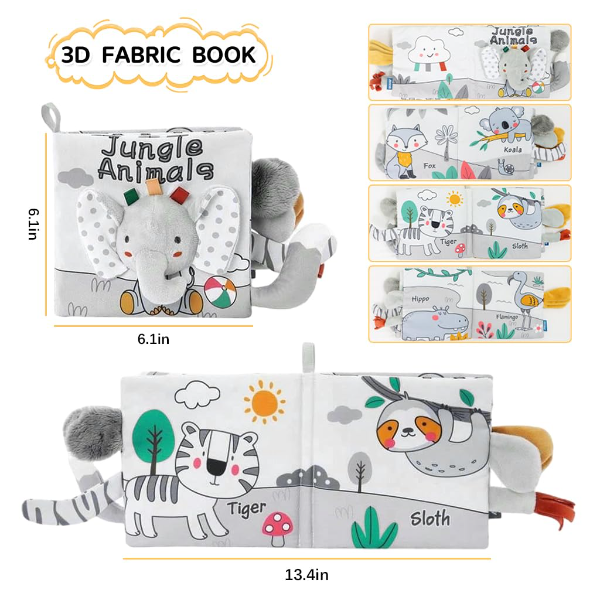SNOWIE Soft Elephant Baby Cloth Book – Sensory Educational Soft Fabric Book for Newborns & Infants 0–12 Months | Non-Toxic Waterproof Baby Learning Toy & Early Development Gift for Toddlers - Image 2
