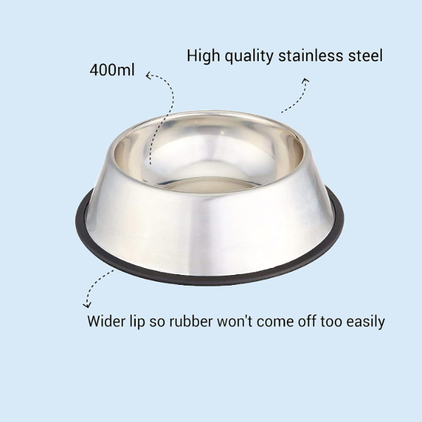 Pet Empire Stainless Steel Non-Skid Pet Bowls Set of 2 – Wipe-Clean Feeding Bowls for Small Dogs, Cats, Puppies, Kittens & Rabbits | Durable & Stable Pet Food & Water Bowl Set - Image 3