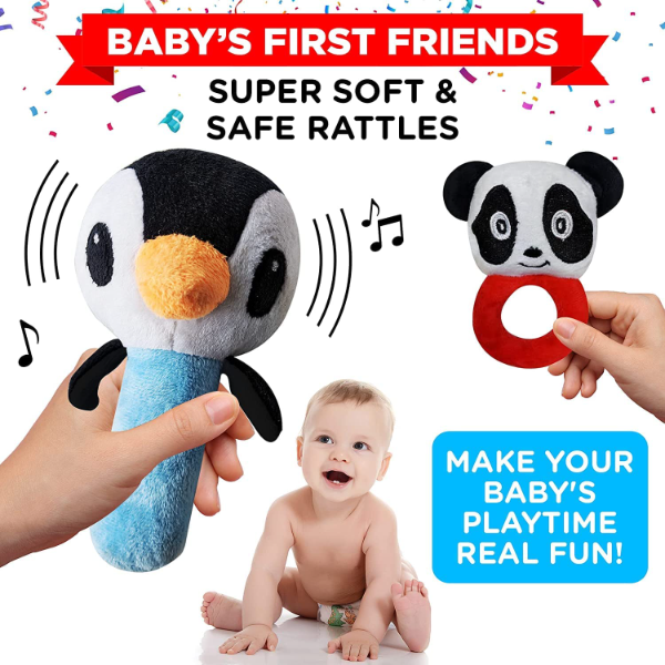Newborn Baby Gift Set (0-12 Months) – High Contrast Flash Cards, Sensory Book, Baby Rattles & Developmental Toys for Visual Stimulation, Early Learning & Infant Sensory Development - Image 2