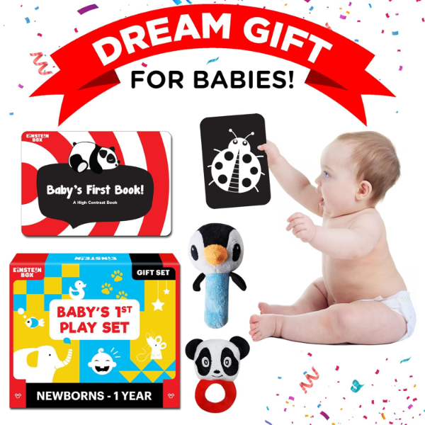 Newborn Baby Gift Set (0-12 Months) – High Contrast Flash Cards, Sensory Book, Baby Rattles & Developmental Toys for Visual Stimulation, Early Learning & Infant Sensory Development - Image 4