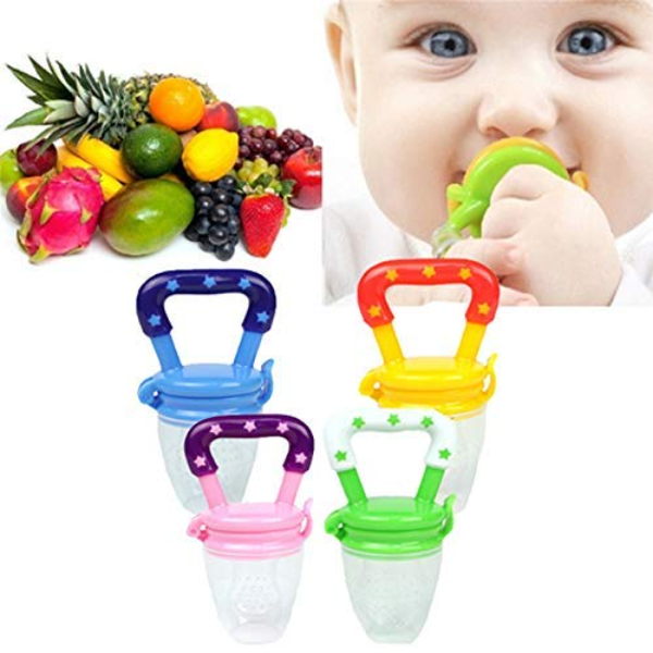 Baby Silicone Fruit Feeder Pacifier Set of 2 – BPA-Free Food Nibbler & Teething Toy for Infants 6–12 Months | Textured Gum Soothing Baby Feeder (Blue & Pink) for Safe Self-Feeding - Image 2