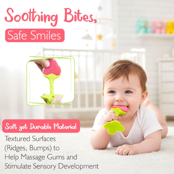 GLUN® Baby Teething Toys Set of 4 – BPA-Free Silicone Fruit Teethers for Infants 5-12 Months, Soft & Safe Gum Soothing Relief, Easy-Grip Sensory Teething Toys for Babies - Image 2