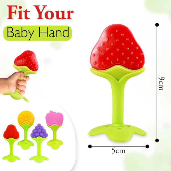 GLUN® Baby Teething Toys Set of 4 – BPA-Free Silicone Fruit Teethers for Infants 5-12 Months, Soft & Safe Gum Soothing Relief, Easy-Grip Sensory Teething Toys for Babies - Image 3