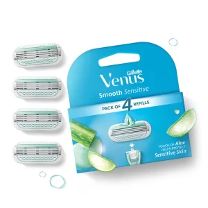 Gillette Venus Hair Removal Razor Refills for Women – 4 Blade Cartridges with Aloe Vera Glidestrip, Smooth & Gentle Shaving Replacement Blades for Soft Skin
(Pack of -5)