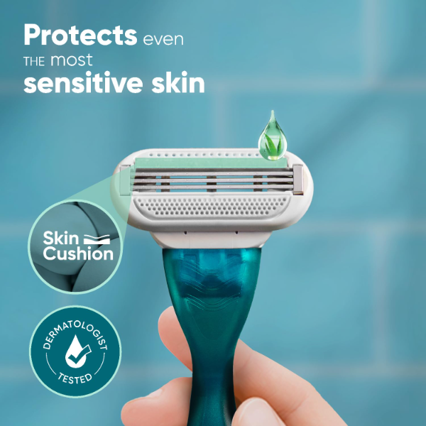 Gillette Venus Hair Removal Razor Refills for Women – 4 Blade Cartridges with Aloe Vera Glidestrip, Smooth & Gentle Shaving Replacement Blades for Soft Skin
(Pack of -5) - Image 3