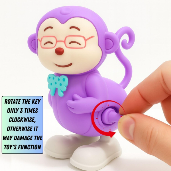 GRAPHENE Jumping Monkey Wind-Up Toy for Kids – Colorful Key-Operated Dancing & Moving Monkey Toy | Battery-Free Interactive Toy for Babies 6–12 Months, Toddlers & Young Children (Pack of 1) - Image 2
