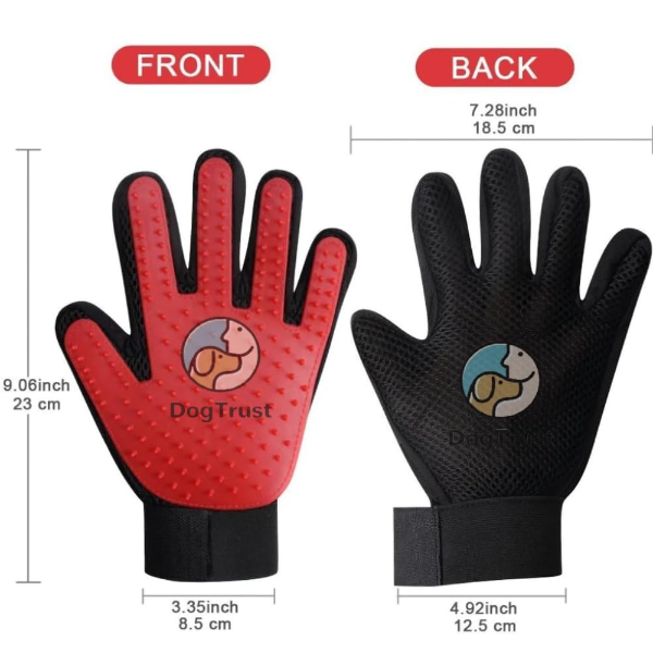 Pet Grooming Glove for Dogs & Cats – Gentle Deshedding Hair Remover Mitt with Five Finger Massage Design for Long & Short Fur Pets (Red) - Image 2