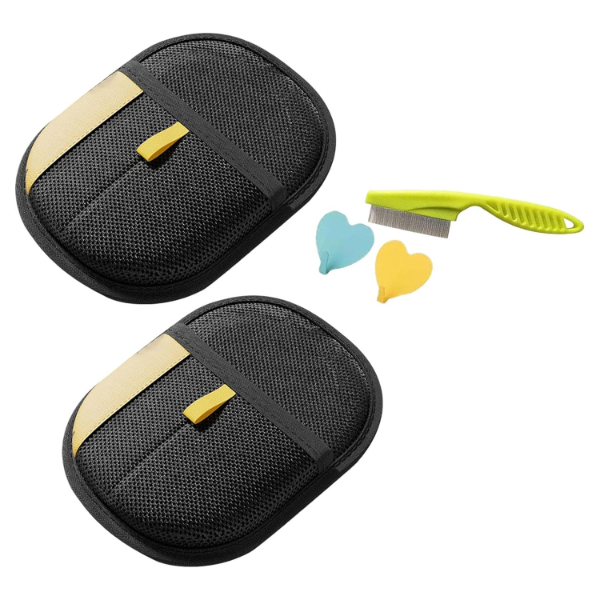 2-Piece Reusable Pet Grooming Gloves – Hair Remover & Deshedding Mitts for Horses, Dogs & Cats with Long or Short Hair