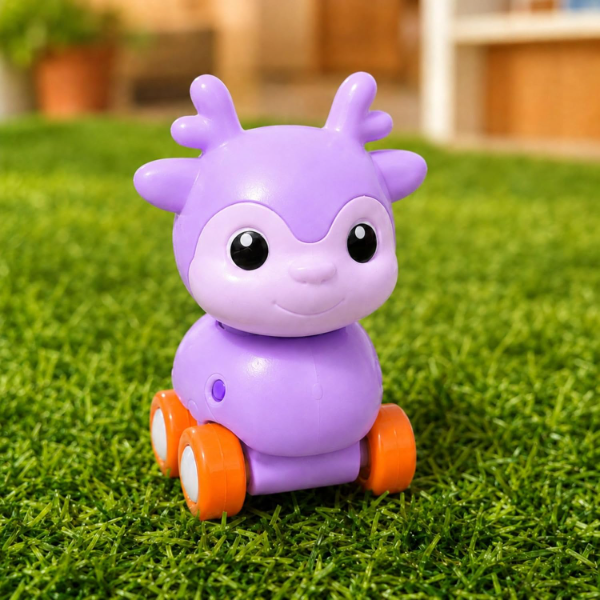GRAPHENE Press & Go Deer Friction Powered Toy for Babies & Toddlers (6–24 Months) – 360° Rotating Animal Racing Car, No Battery Push & Go Educational Play Vehicle, Fun Birthday Gift for Boys & Girls, Multicolor
