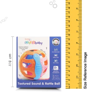 Intellibaby Premium Sensory Rattle Ball for Newborns – Textured Baby Grasping Toy with Sound & Rattle, Early Brain Development Toy for Infants 0+ Months, Motor Skills & Reflex Development Learning Toy