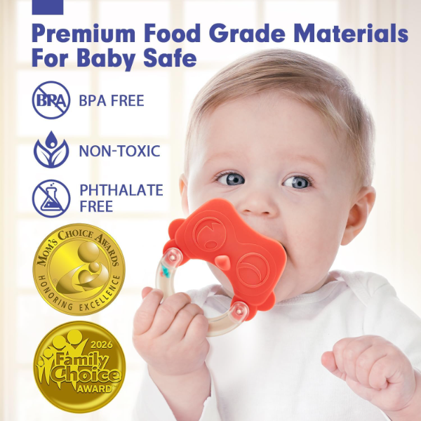 Cable World 10-Piece Baby Rattle & Teething Toy Set – Safe Food-Grade Infant Toys for Newborns, Montessori Sensory Grasping & Shaker Toys, Developmental Teethers for Babies 3-12 Months, Perfect Baby Gift - Image 4