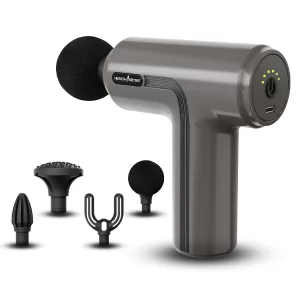 HealthSense Deep Tissue Massage Gun - Percussion Body Massager for Neck, Shoulder, Back & Foot Pain Relief | Lightweight Handheld Massager Machine for Men & Women with 6 Speeds, 4 Heads & High Torque Motor, HM140