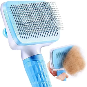Self-Cleaning Pet Slicker Brush – Grooming & Shedding Hair Comb for Dogs & Cats | Comfortable Handle Dog Hair Brush for German Shepherds, Labradors & Rottweilers