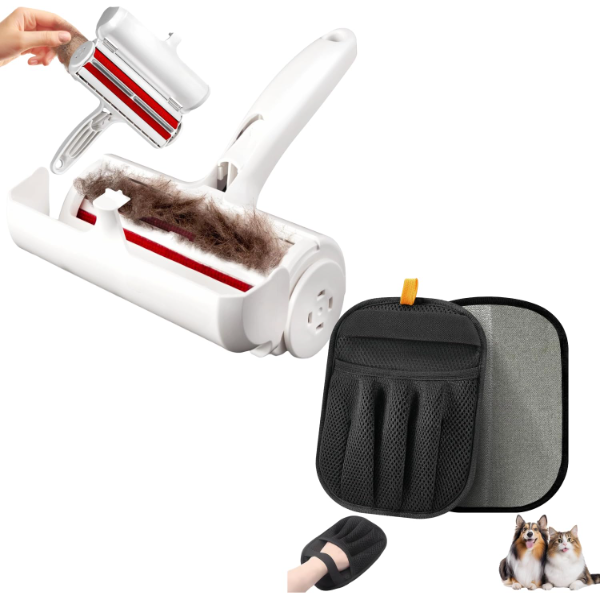 2-in-1 Pet Hair Remover Roller & Grooming Glove Combo for Dogs & Cats – Reusable Lint Cleaner for Sofa, Bed, Car Seats, Carpet & Clothes - Image 2