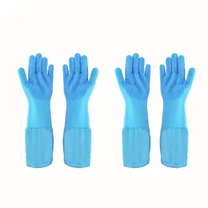 Pet Grooming Gloves for Dogs & Cats (2 Pairs) | Silicone Hair Remover & Bathing Cleaning Gloves with High-Density Bristles | Heat-Resistant Deshedding Mitts for Dogs, Cats, Horses & Rabbits – Blue