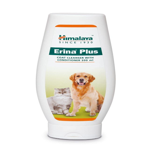 Himalaya Erina Plus Dog Coat Cleanser & Conditioner 200ml – Neem & Hibiscus Infused Formula for Shiny, Healthy & Smooth Coat | Gentle Pet Grooming Care for Dogs