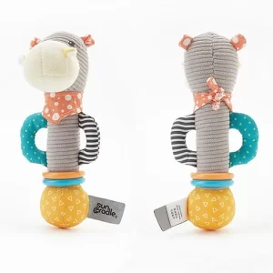 Happy Hippo Baby Rattle Toy – Soft Plush Sensory Toy for Infants, Gentle Teething & Grasping Rattle, Early Development & Soothing Companion for Newborns, Babies & Toddlers (3-24 Months)