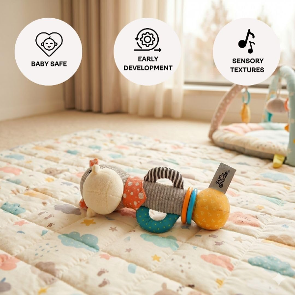 Happy Hippo Baby Rattle Toy – Soft Plush Sensory Toy for Infants, Gentle Teething & Grasping Rattle, Early Development & Soothing Companion for Newborns, Babies & Toddlers (3-24 Months) - Image 2
