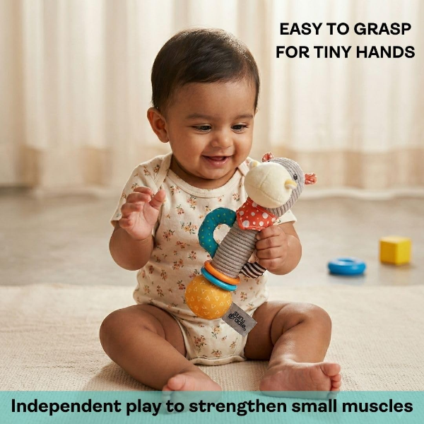 Happy Hippo Baby Rattle Toy – Soft Plush Sensory Toy for Infants, Gentle Teething & Grasping Rattle, Early Development & Soothing Companion for Newborns, Babies & Toddlers (3-24 Months) - Image 3