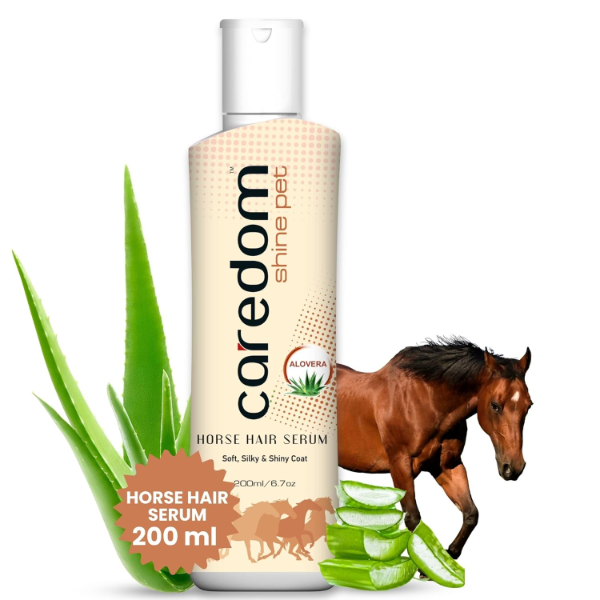 Shine Pet Horse Mane & Tail Hair Serum 200ml – Aloe Vera Enriched Detangler for Instant Shine, Silky Smooth Finish & Easy Grooming | Lightweight Non-Sticky Gloss Care for Horses