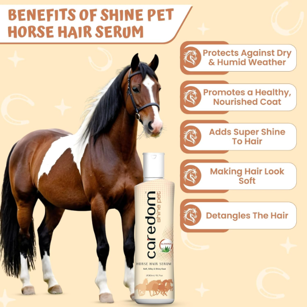Shine Pet Horse Mane & Tail Hair Serum 200ml – Aloe Vera Enriched Detangler for Instant Shine, Silky Smooth Finish & Easy Grooming | Lightweight Non-Sticky Gloss Care for Horses - Image 3