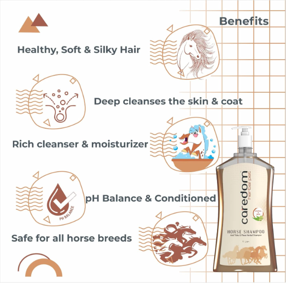Herbal Horse Shampoo 1 Litre with Neem & Sitaphal Extracts | Natural Tick & Flea Protection | Deep Cleansing Coat Care for Horses | Soothing Stable & Outdoor Grooming Wash - Image 3