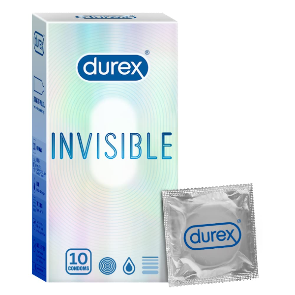 Durex Invisible Ultra Thin Condoms (Pack of 10) – Extra Sensitive Protection (Pack of -5)