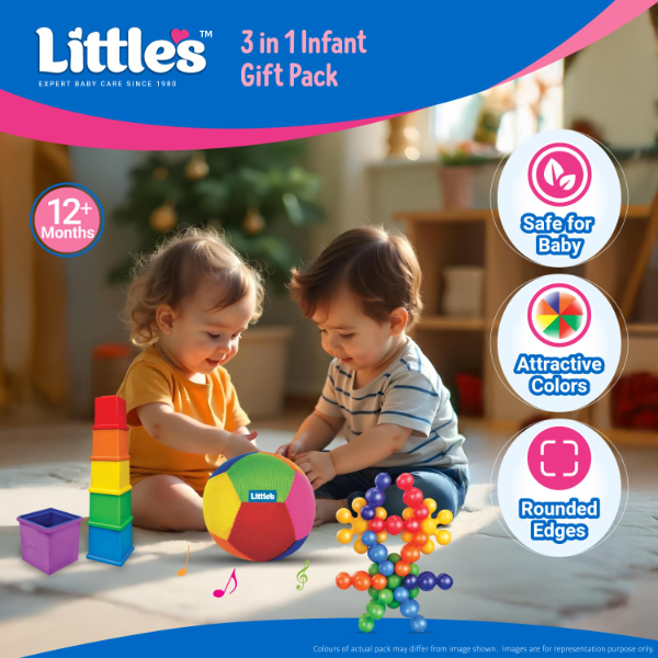 3-in-1 Baby Toy Gift Set for 1+ Year Olds – Stacking Cubes, Plush Ball & Interlocking Stars, Educational Sensory Learning Toys with Shapes & Colors for Toddlers & Kids - Image 2