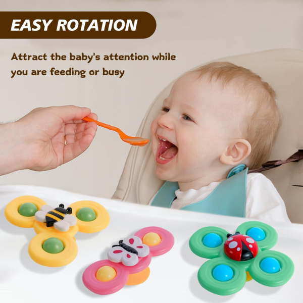 Toy Imagine Insect-Themed Suction Spinner Toys for Babies & Toddlers – Interactive Sensory Fidget Toys for Kids 0–5 Years, Travel-Friendly Early Learning Baby Toys with Suction Base (Insect Set) - Image 4