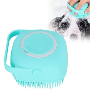 JUDEE Pet Bath Brush – Soft Silicone Body Scrubber with Shampoo Dispenser and Tick Remover for Dogs, Cats, Puppies, Rabbits & Horses – Grooming & Shedding Brush, 1 Pack (Multicolor)