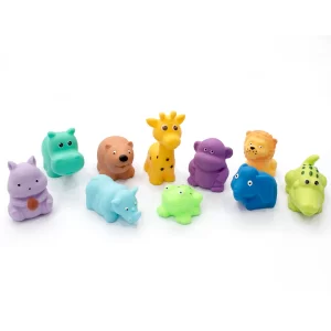 Jam & Honey Jungle Bath Toy Set for Babies & Toddlers – 10-Piece Colorful Squeeze & Floating Animal Bath Toys, BPA-Free Water Play Toys for Sensory Learning, Safe Bathtub Fun for Kids 3+ Months