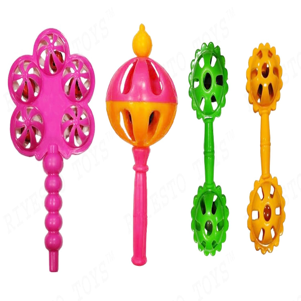 ToyTastic 4-Piece Baby Rattle Set – Colorful Infant Jhunjhuna Toys for Newborns – Non-Toxic Plastic Sensory Toys for Babies 0–12 Months – Safe Early Learning & Baby Shower Gift Set for Boys and Girls