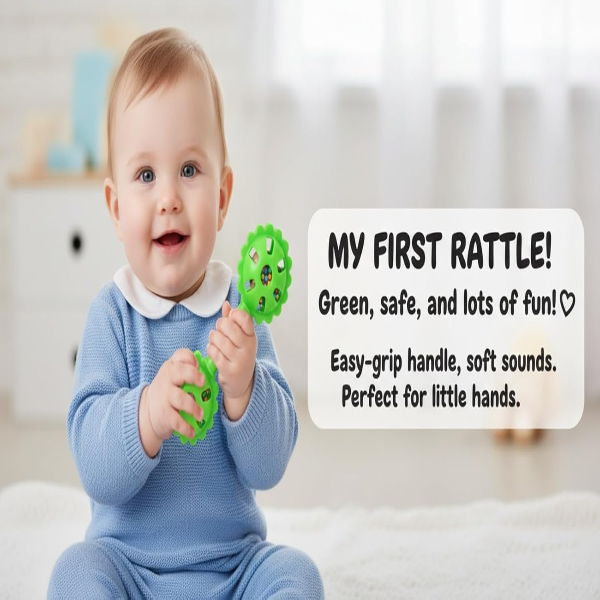 ToyTastic 4-Piece Baby Rattle Set – Colorful Infant Jhunjhuna Toys for Newborns – Non-Toxic Plastic Sensory Toys for Babies 0–12 Months – Safe Early Learning & Baby Shower Gift Set for Boys and Girls - Image 2