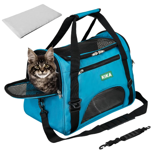 KIKA Pets Portable Folding Carrier Bag for Cats, Dogs, Rabbits & Birds – Breathable Travel Pet Carrier for Puppies, Kittens, Shih Tzu & Small to Medium Pets | Large Size, Sea Green