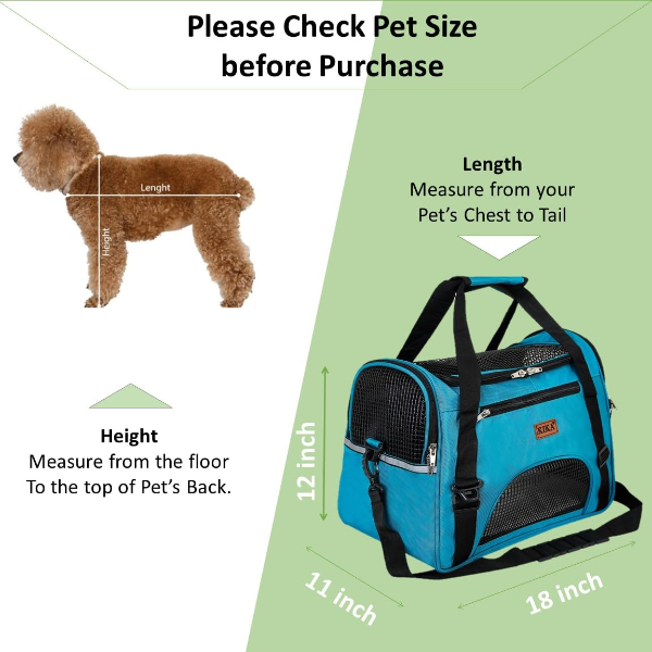 KIKA Pets Portable Folding Carrier Bag for Cats, Dogs, Rabbits & Birds – Breathable Travel Pet Carrier for Puppies, Kittens, Shih Tzu & Small to Medium Pets | Large Size, Sea Green - Image 2