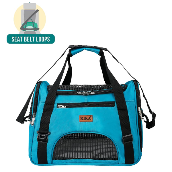 KIKA Pets Portable Folding Carrier Bag for Cats, Dogs, Rabbits & Birds – Breathable Travel Pet Carrier for Puppies, Kittens, Shih Tzu & Small to Medium Pets | Large Size, Sea Green - Image 4