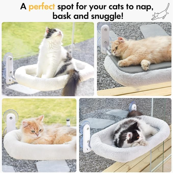 KUTKUT Cat Window Hammock – Cozy Indoor Cat Bed with Metal Frame & Strong Suction Cups (Large, 52×30cm) - Image 3