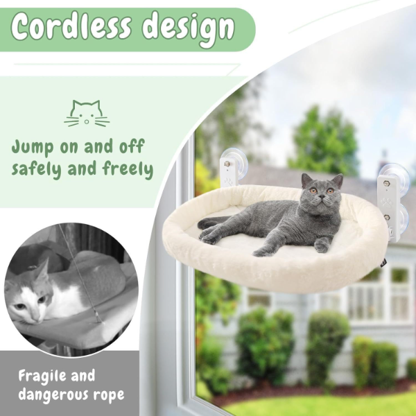 KUTKUT Cat Window Hammock – Cozy Indoor Cat Bed with Metal Frame & Strong Suction Cups (Large, 52×30cm) - Image 4
