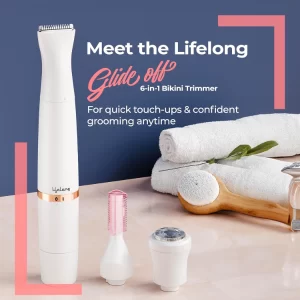Lifelong LLPCW30 Rechargeable Women's Trimmer – Eyebrow, Underarm & Bikini Hair Trimmer, Cordless Electric Groomer, 1-Hour Runtime, White, 1-Year Warranty (Pack of -2)