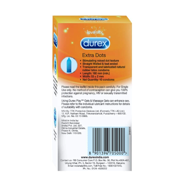 Durex Extra Dotted Condoms for Men (10 Count, Pack of 7) – Ribbed & Textured for Enhanced Stimulation - Image 2