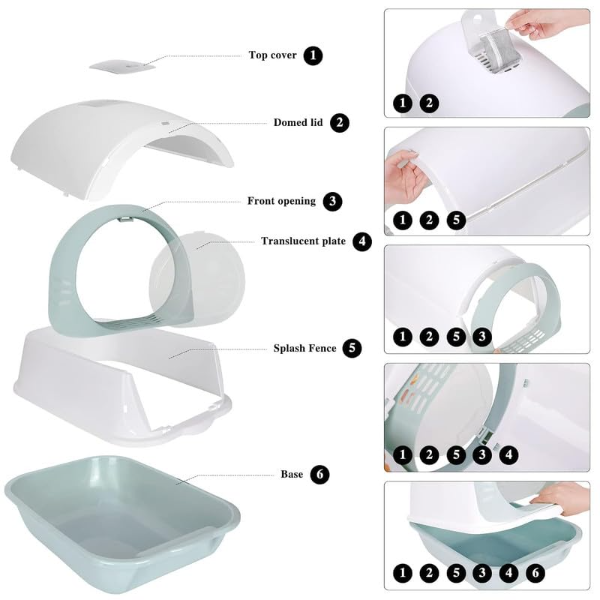 Large Enclosed Cat Litter Box with Pee Shield – Splash Guard, Easy-Clean Sifter for Cats & Rabbits, Villa-Style Pet Toilet - Image 2