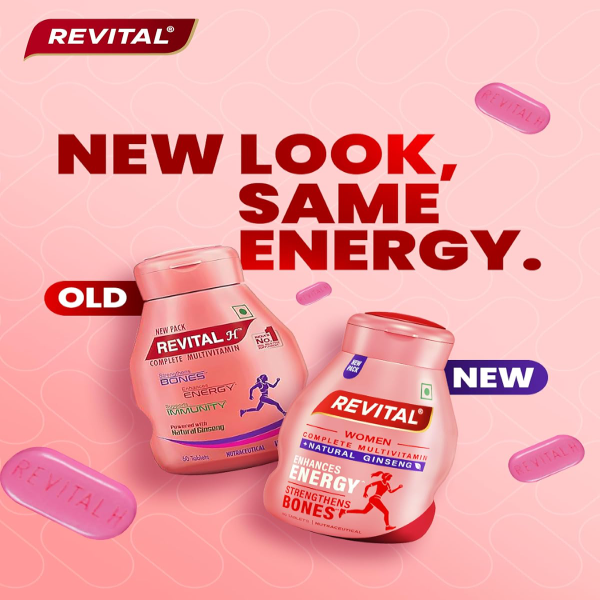 Revital H for Women Multivitamin Tablets - Daily Energy Booster Supplement with Calcium, Zinc & Natural Ginseng | Medicine for Strong Bones, Immunity & Active Lifestyle, 60 Count (Pack of -3) - Image 2