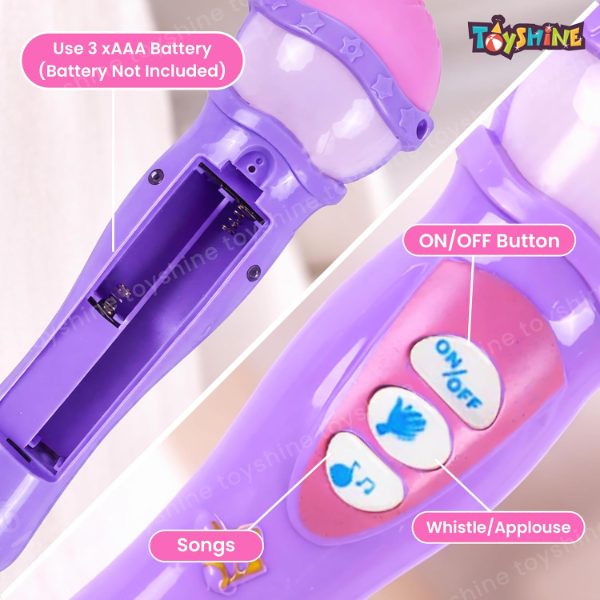Kids Musical Microphone Toy with Colorful LED Lights & Clear Sound, Interactive Singing Mic for Boys and Girls, Pretend Play Karaoke Toy for Toddlers & Children, Purple - Image 2