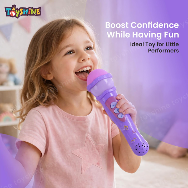 Kids Musical Microphone Toy with Colorful LED Lights & Clear Sound, Interactive Singing Mic for Boys and Girls, Pretend Play Karaoke Toy for Toddlers & Children, Purple - Image 3