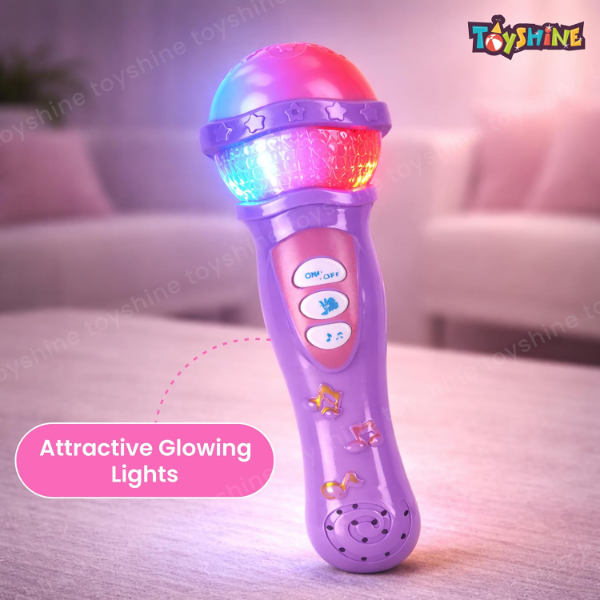 Kids Musical Microphone Toy with Colorful LED Lights & Clear Sound, Interactive Singing Mic for Boys and Girls, Pretend Play Karaoke Toy for Toddlers & Children, Purple - Image 4